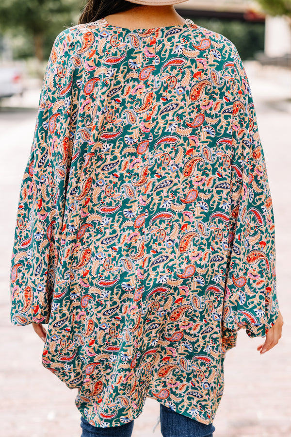 green paisley kimono 