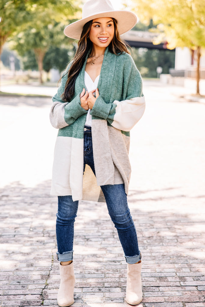 Speak To Your Heart Hunter Green Colorblock Cardigan – Shop the Mint