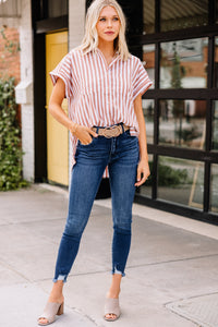 striped button down top