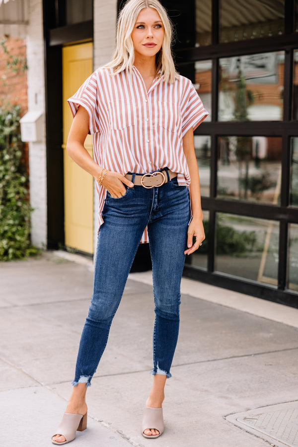 striped button down top