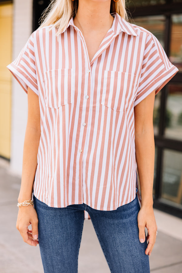 striped button down top