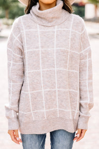 grid turtleneck sweater