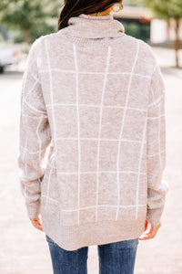grid turtleneck sweater