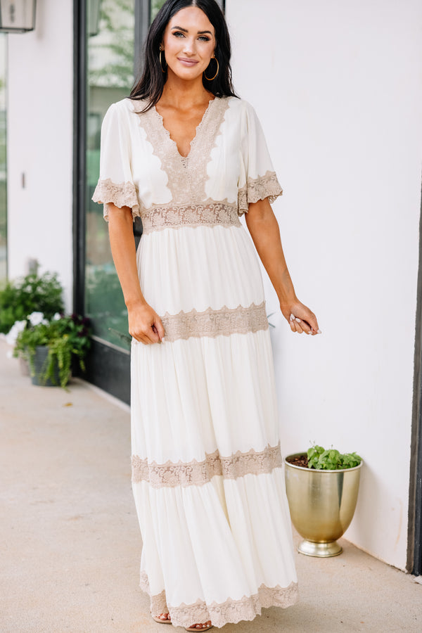 lace trimmed maxi dress