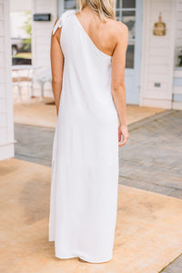 white Swiss dot maxi dress