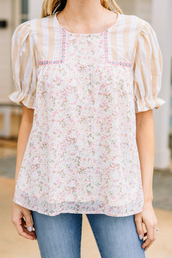 mixed print blouse
