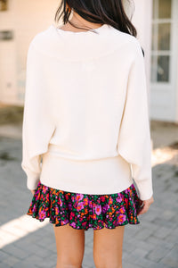 All On You Cream White Off Shoulder Sweater
