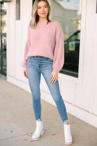 Keep It Going Mauve Pink Fuzzy Sweater