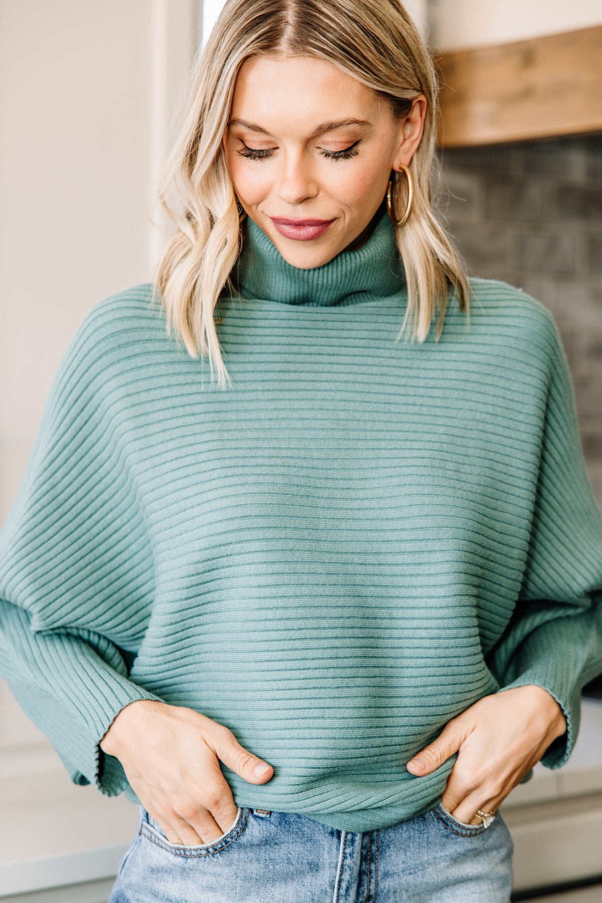 Feeling Your Best Dusty Aqua Blue Ribbed Sweater – Shop the Mint
