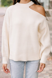 See What's Out There Cream White Cold Shoulder Sweater