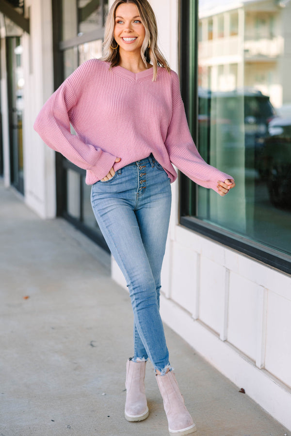 More To Love Mauve Pink Sweater