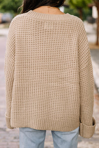 taupe waffle knit sweater