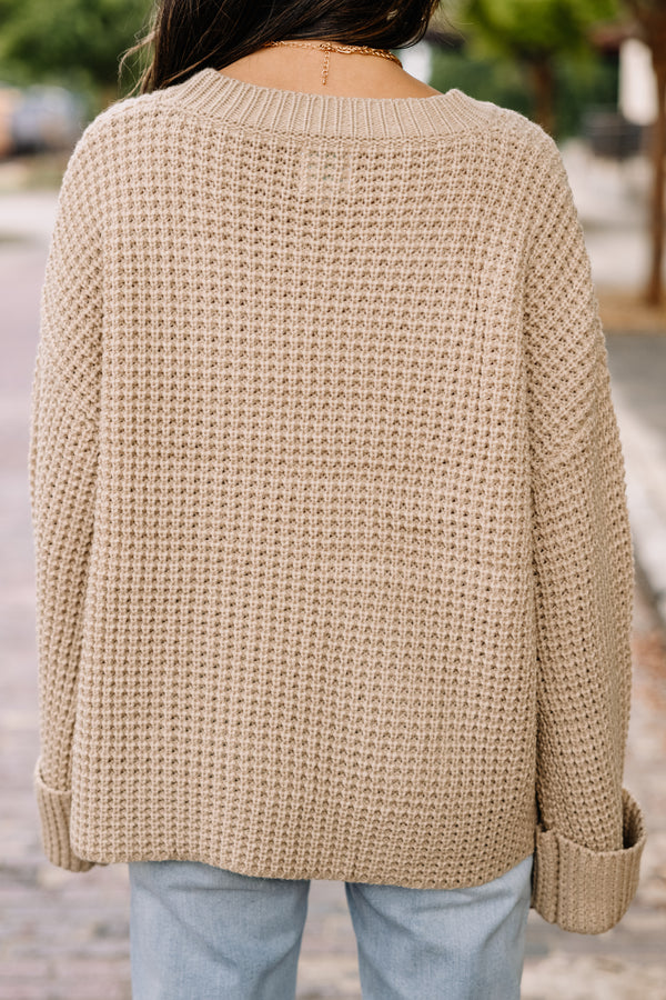taupe waffle knit sweater