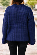 Easy Find Navy Blue Waffle Knit Sweater – Shop the Mint