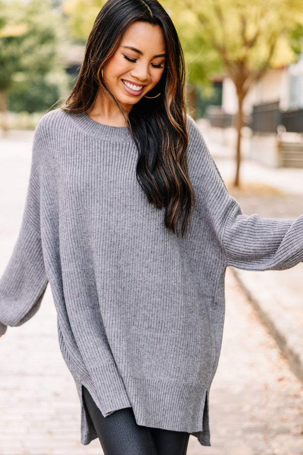 gray knit sweater tunic