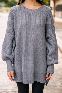 gray knit sweater tunic