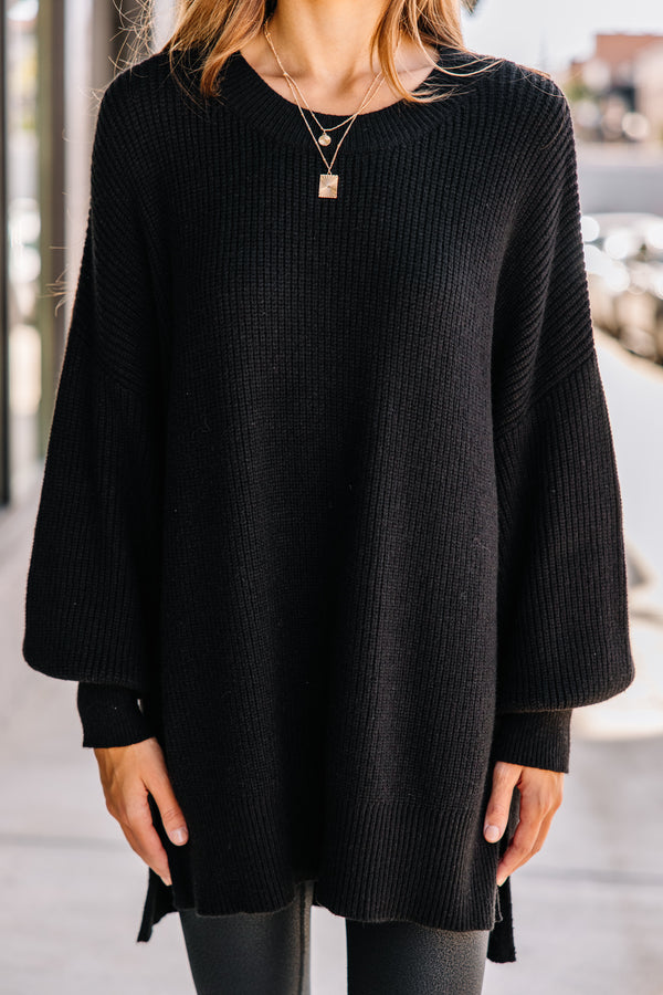 black knit sweater tunic