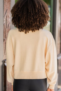 You're So Classic Natural Cropped Corded Pullover