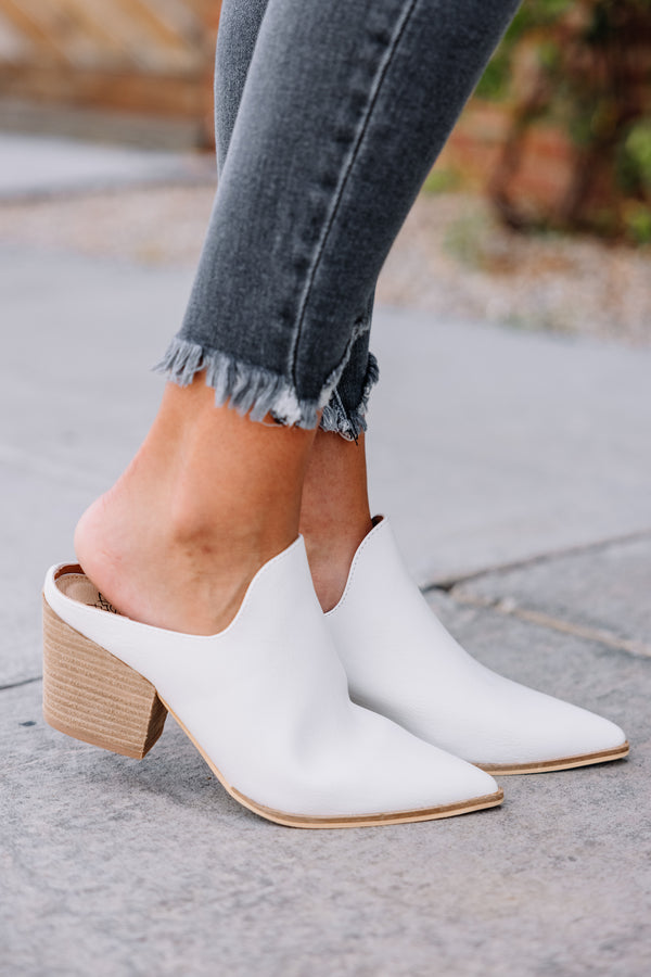 chic white mules