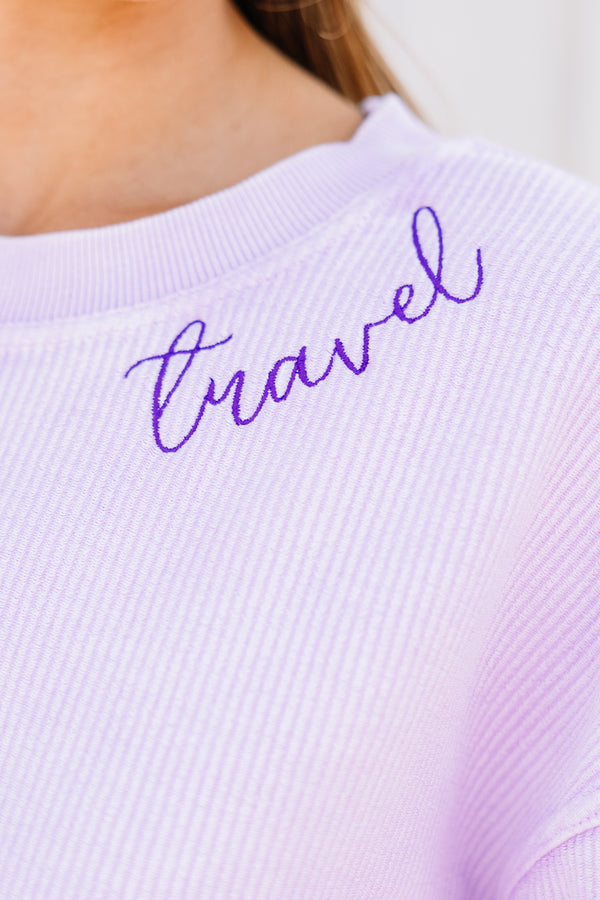 purple embroidered sweatshirt