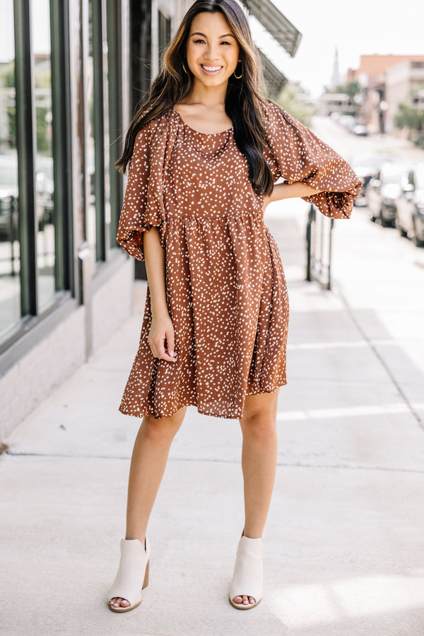 brown spotted dress