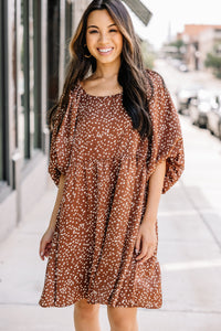 brown spotted dress