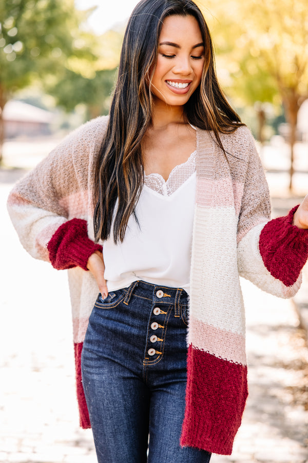 All This Time Raspberry Pink Colorblock Cardigan