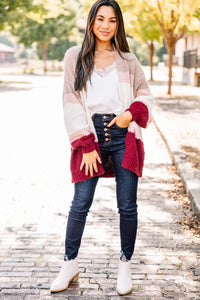 All This Time Raspberry Pink Colorblock Cardigan