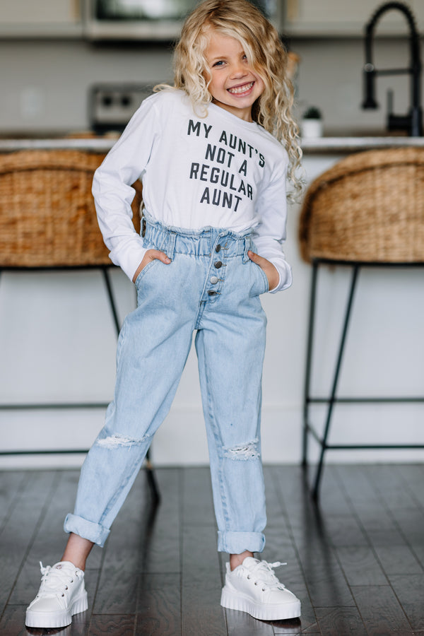 Not A Regular Aunt White Toddler L/S Graphic Tee