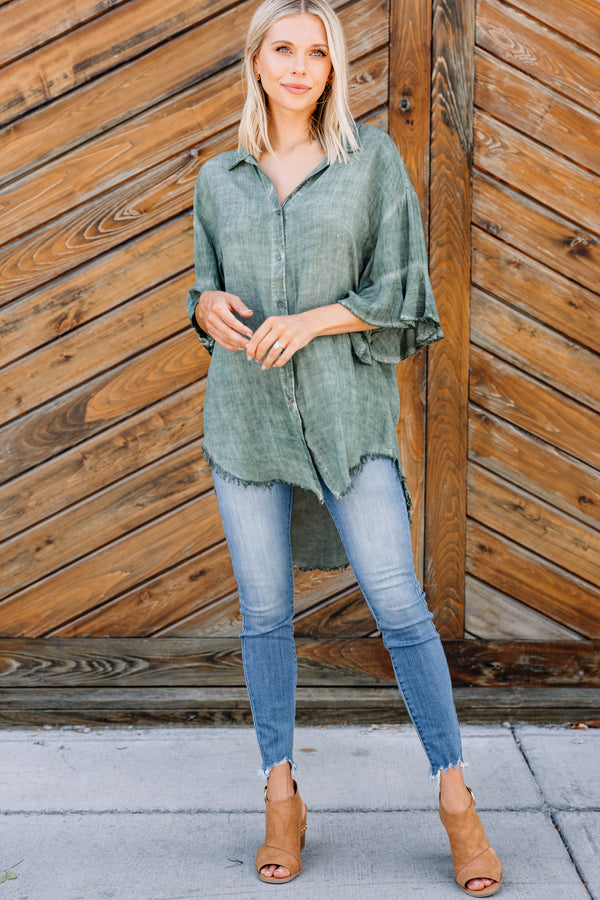 green button down tunic