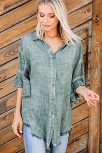 green button down tunic