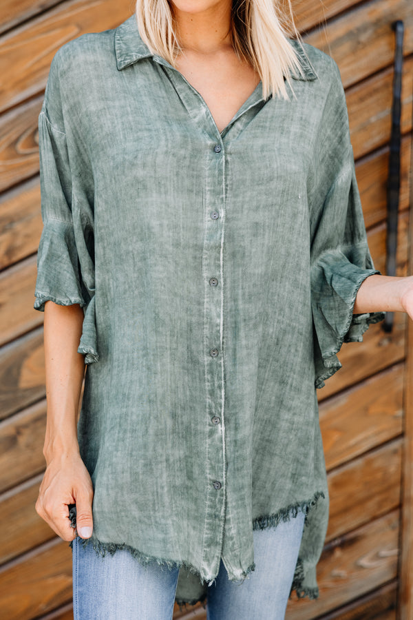 green button down tunic