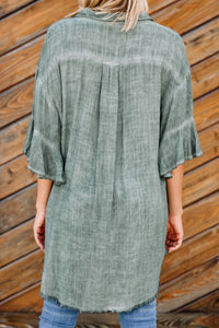 green button down tunic