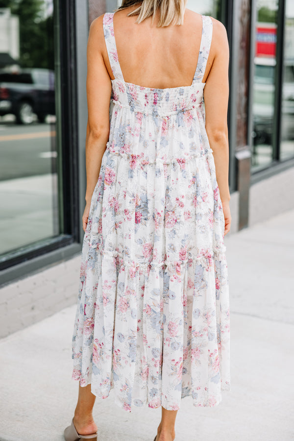 white floral midi dresses