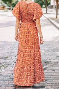 orange ditsy floral maxi dress