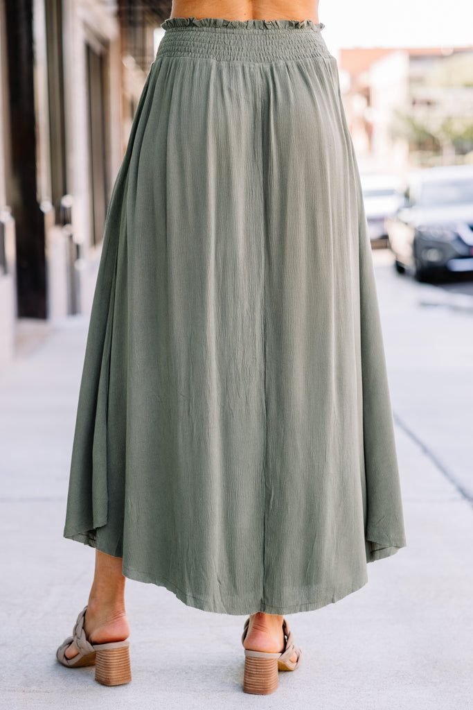 Everything You Do Olive Green Maxi Skirt - Fun Fall Skirts – Shop the Mint