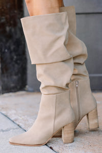 ruched taupe booties