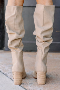 ruched taupe booties