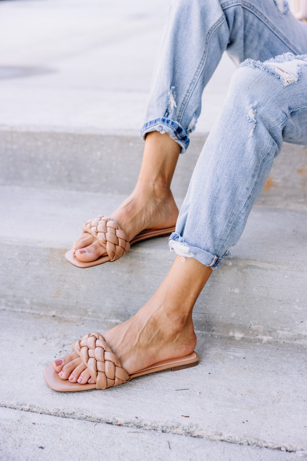 camel braided sandals