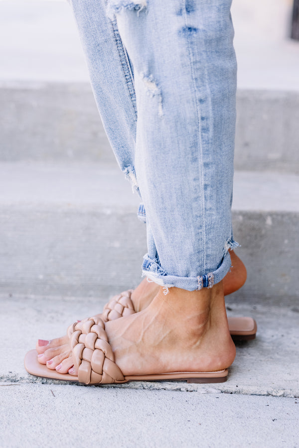 camel braided sandals