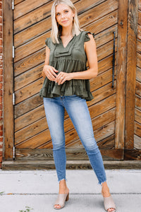 olive green babydoll top