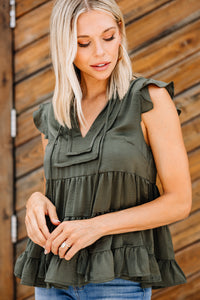 olive green babydoll top