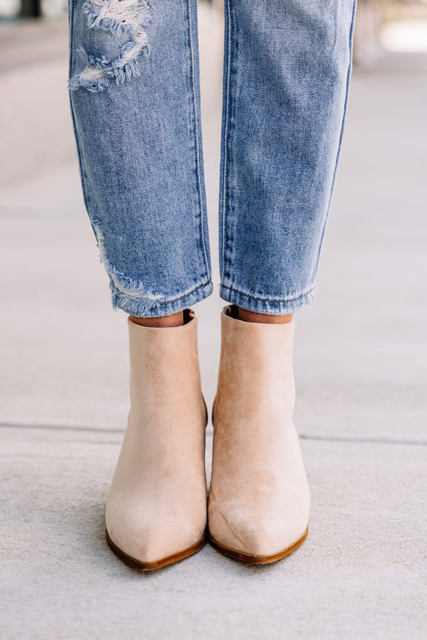 On Your Terms Suede Brown Booties