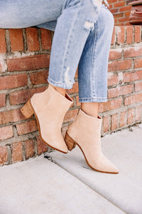 On Your Terms Suede Brown Booties