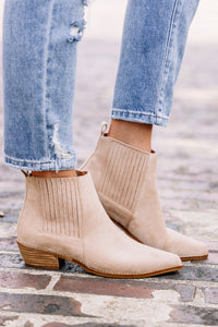 trendy neutral booties