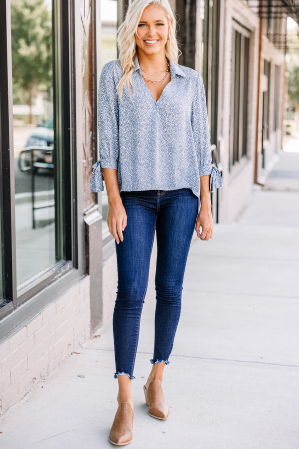 ditsy floral blue blouse