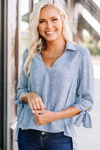 ditsy floral blue blouse