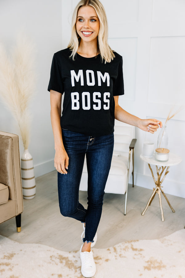 Mom Boss Black Graphic Tee