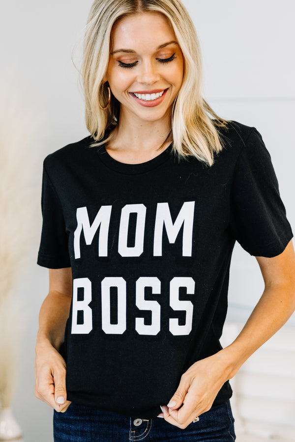 Mom Boss Black Graphic Tee