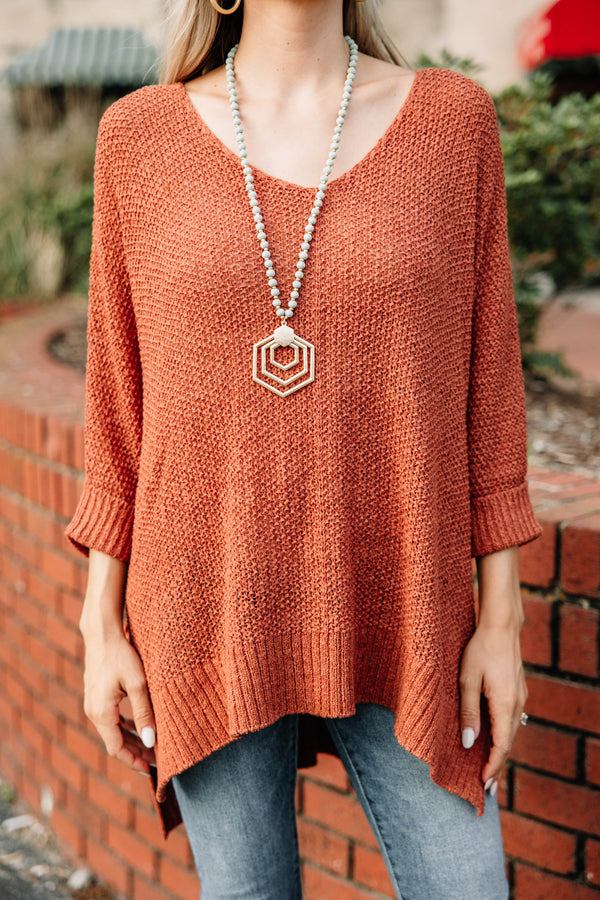 Don't Waste A Moment Cinnamon Brown Oversized Sweater